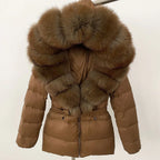 Short Slim Fit Fur Down Jacket 2026 - Women's Waist-Tight Winter Coat - DanaFashionstore
