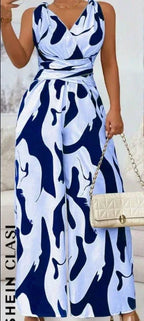 Fashionable Random Print Backless Jumpsuit 2026 - Casual Party Jumpsuit - DanaFashionstore
