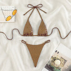 Women's Solid Color T-back Split Bikini - DanaFashionstore