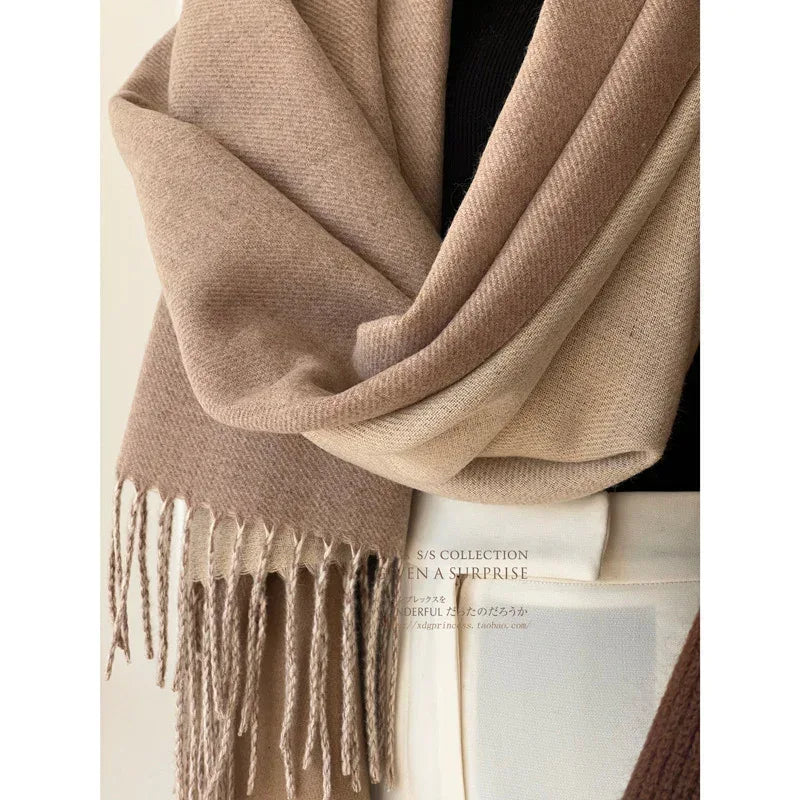 Double-sided Artificial Australian Wool Scarf Shawl - DanaFashionstore