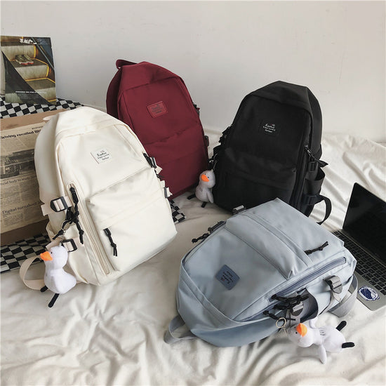 School Season New Fashion Backpack Fresh Middle School Students Korean Casual Solid Color Backpack