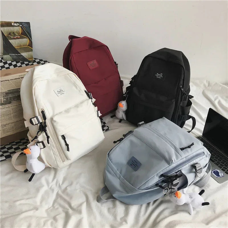 School Season New Fashion Backpack Fresh Middle School Students Korean Casual Solid Color Backpack - DanaFashionstore