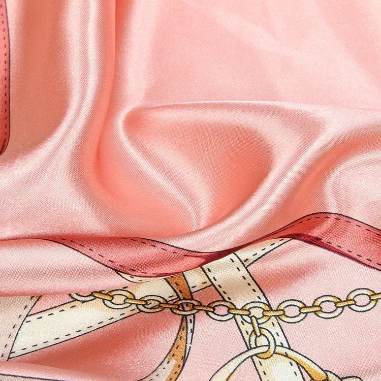 Chain Printed Scarf Women's Casual Scarf 90 90cm Satin Large Kerchief - DanaFashionstore