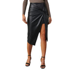 Women's Split Mid-length Hot Girl Leather Hip Skirt - DanaFashionstore