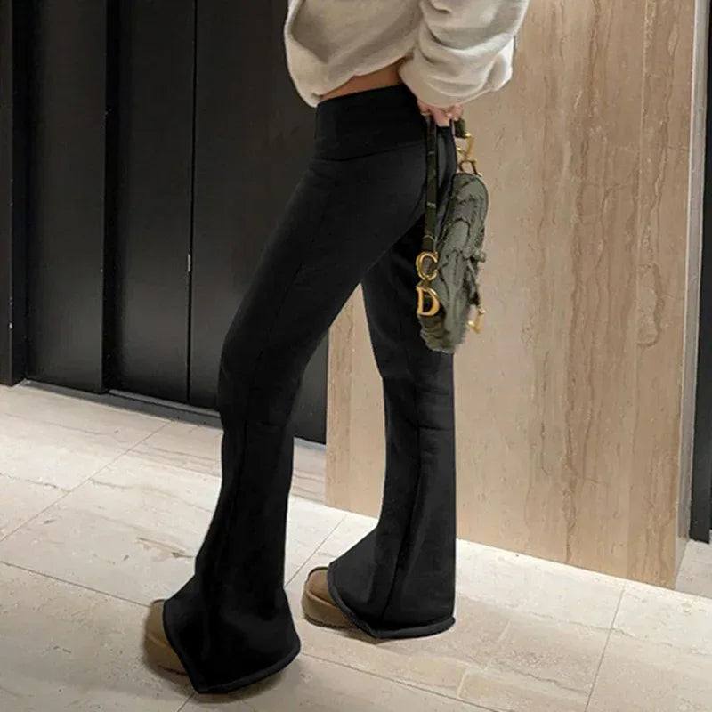 Autumn And Winter Solid Color Thin Velvet Casual Pants Low Waist Women - DanaFashionstore