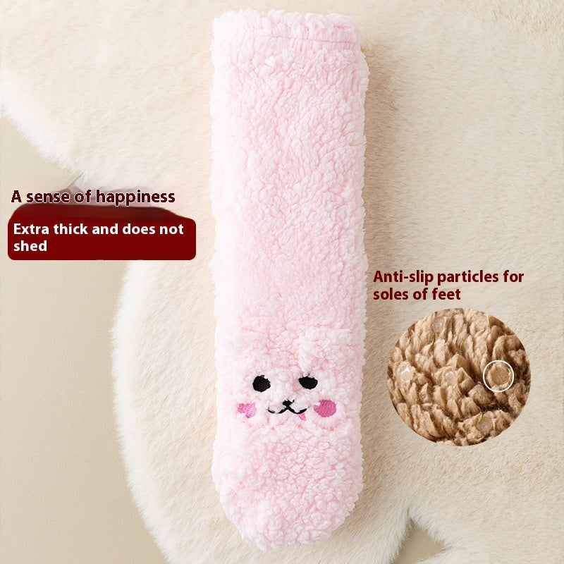 Winter Floor Socks Velvet Thicken Warm Coral Velvet Cute Socks Japanese-style Home Footwear Non-slip Socks New Year Gifts Winter Gadgets Dana Fashion