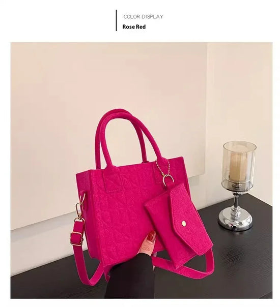 Simple Small Handbag Women's Fashion Felt One Shoulder Combination Bags - DanaFashionstore