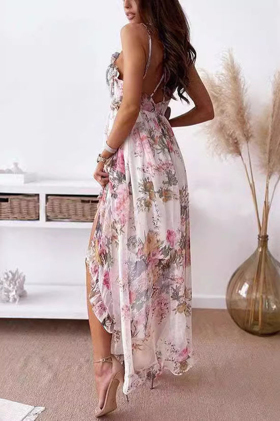 Fashionable And Sweet Temperament Fairy Print Suspender Dress - Dana Fashion
