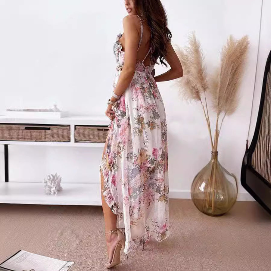 Fashionable And Sweet Temperament Fairy Print Suspender Dress - Dana Fashion