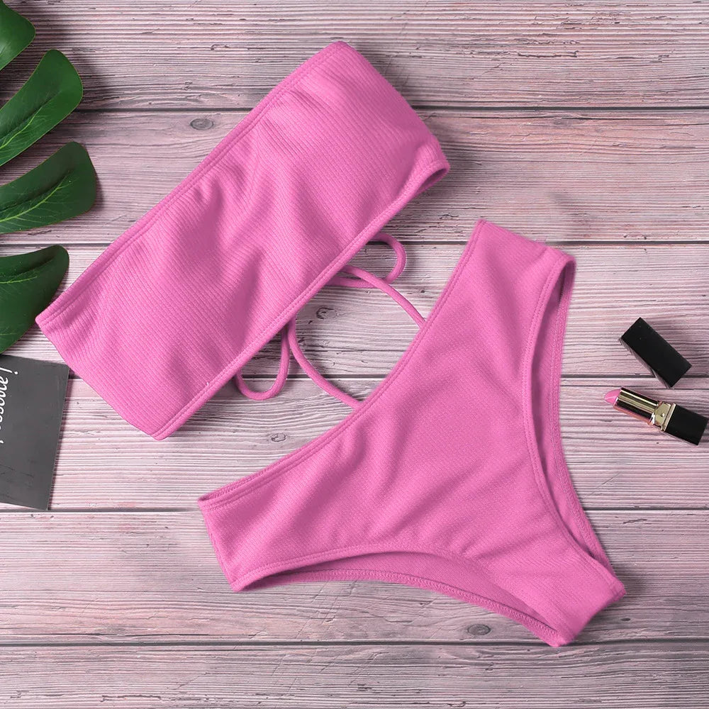 Ladies Bikini One Piece Solid Color - DanaFashionstore