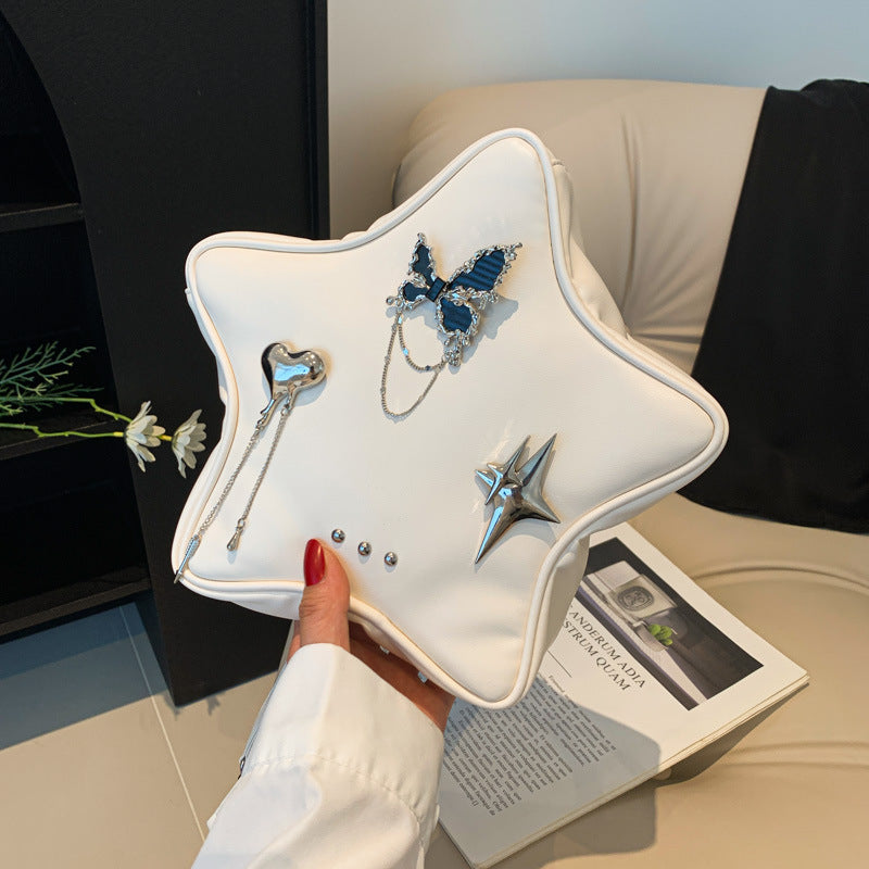 New Original Five-pointed Star Metal Butterfly Love Pendant Black Chain Backpack - Dana Fashion