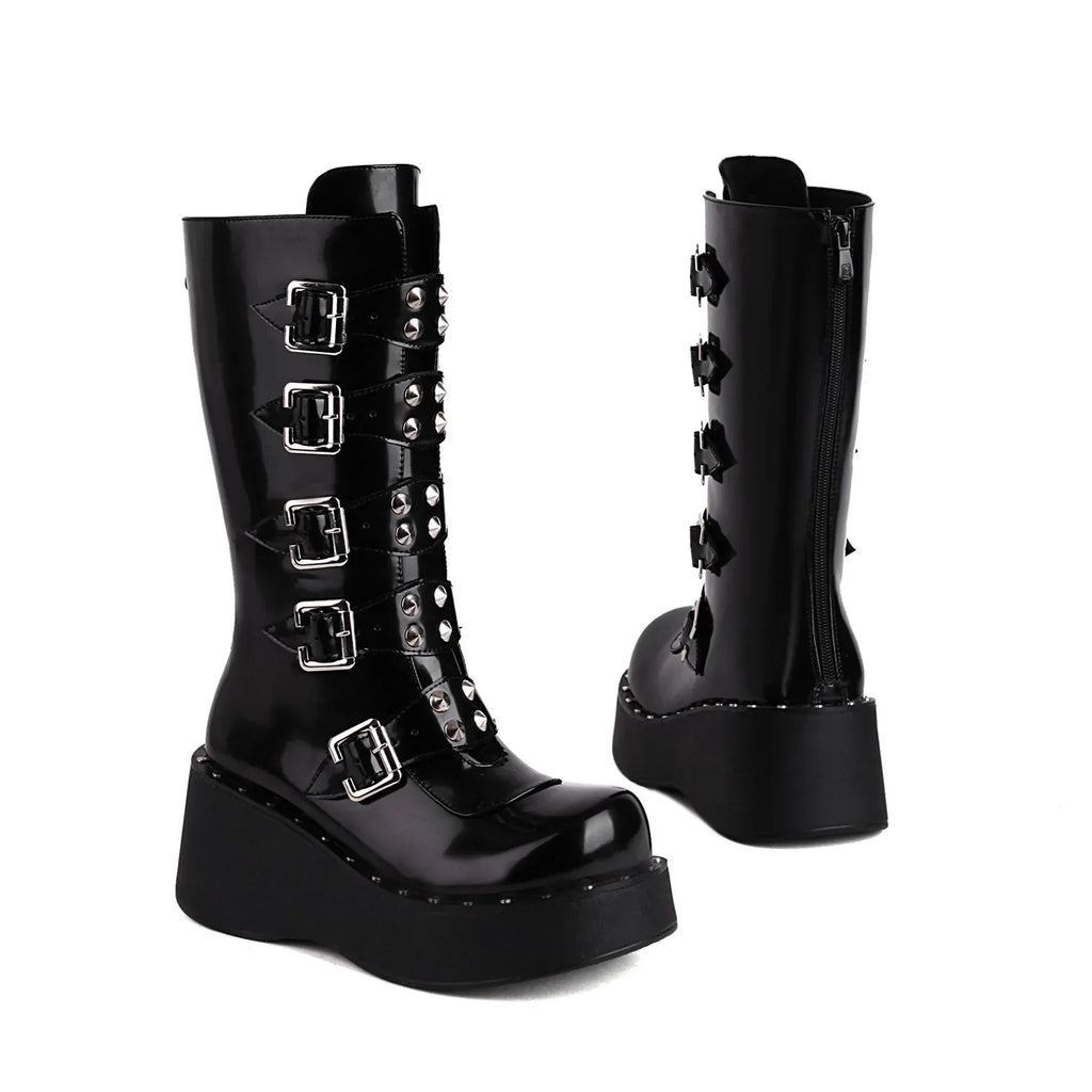 Autumn And Winter Thick Bottom High-heeled Belt Buckle - DanaFashionstore