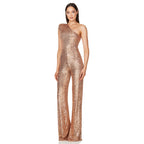 Sleeveless One Shoulder Sequin Jumpsuit