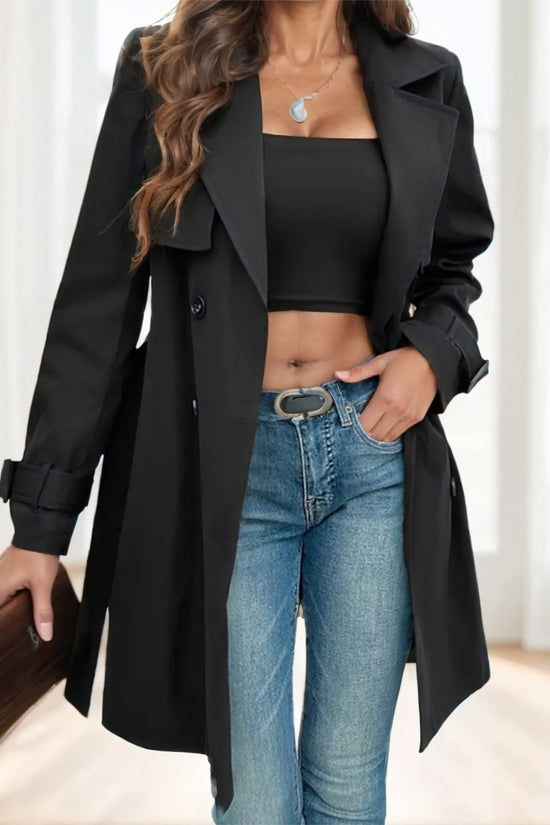 Elegant Belted Trench Coat For Women