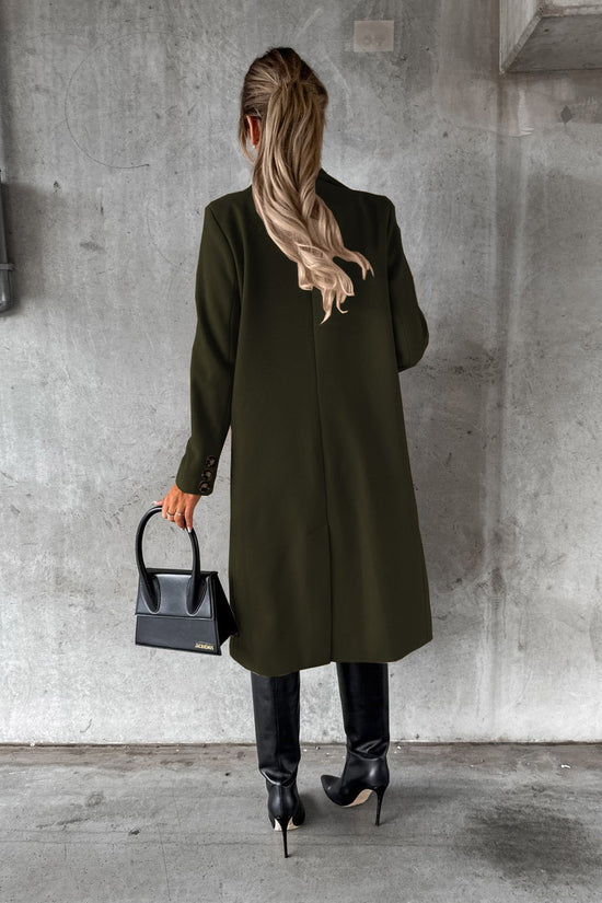 Double Breasted Lapel Coat Winter Fashion Solid Slim Long Jacket Long Sleeve Tops Womens Clothing