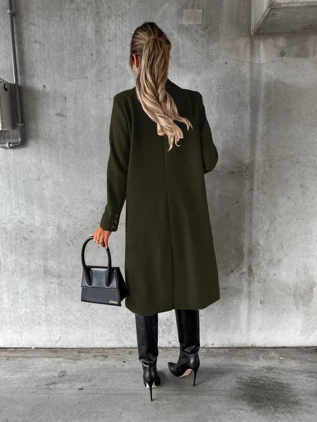 Double Breasted Lapel Coat Winter Fashion Solid Slim Long Jacket Long Sleeve Tops Womens Clothing - DanaFashionstore