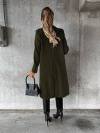 Double Breasted Lapel Coat Winter Fashion Solid Slim Long Jacket Long Sleeve Tops Womens Clothing - DanaFashionstore