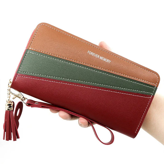 Simple Long Color Matching Fashion Coin Purse Card Holder Handbag - DanaFashionstore