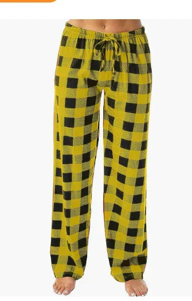 Drawstring Plaid Print Trousers Casual Loose Sports Home Pants Women - DanaFashionstore