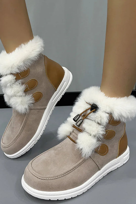 Fashion Suede Fleece Snow Boots Winter Warm Plush Round Toe Cotton Shoes Versatile Simple Short Boot For Women - DanaFashionstore