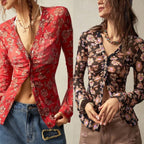 European And American Printed Shirt Women's Slim Fit Slimming Retro Temperament - DanaFashionstore