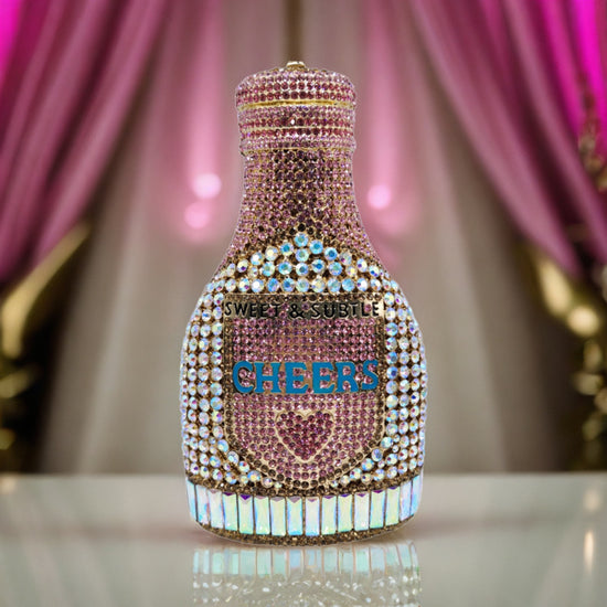 Champagne Bottle Rhinestone Evening Clutch Women's Bag - Dana Fashion