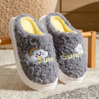 Cute Cartoon Cotton Slippers Thick Bottom Home Slippers Fashion Floor Bedroom Slipper Women Men Couples Warm House Shoes - DanaFashionstore