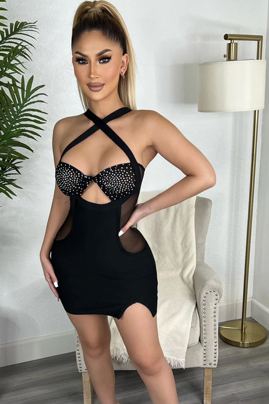 Sling Hot Drilling Nightclub Dress Women