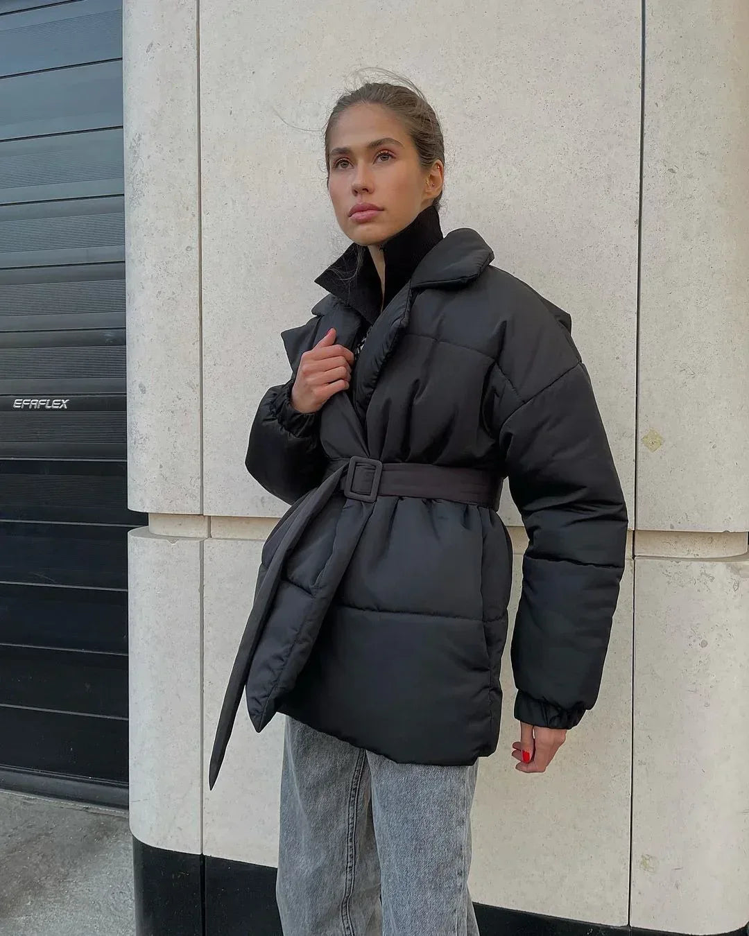 Winter Lapel Waisted Cotton Coat 2026 - Fashion Solid Color Slim Overcoat - DanaFashionstore