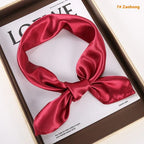 Solid Color Square Scarf Artificial Silk Small Square Towel - DanaFashionstore
