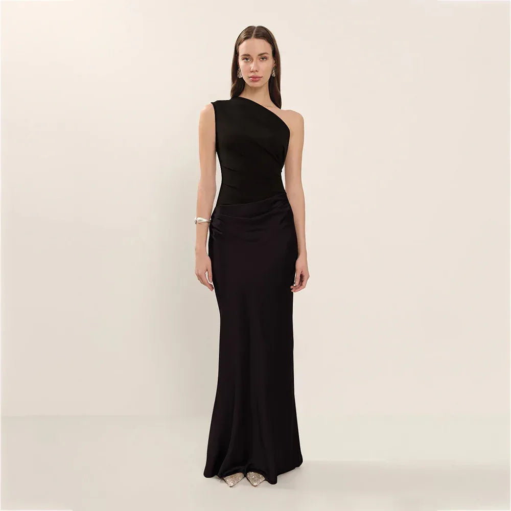 Satin One-Shoulder Dress 2026 - Elegant Slim-Fit Sheath Dress - DanaFashionstore