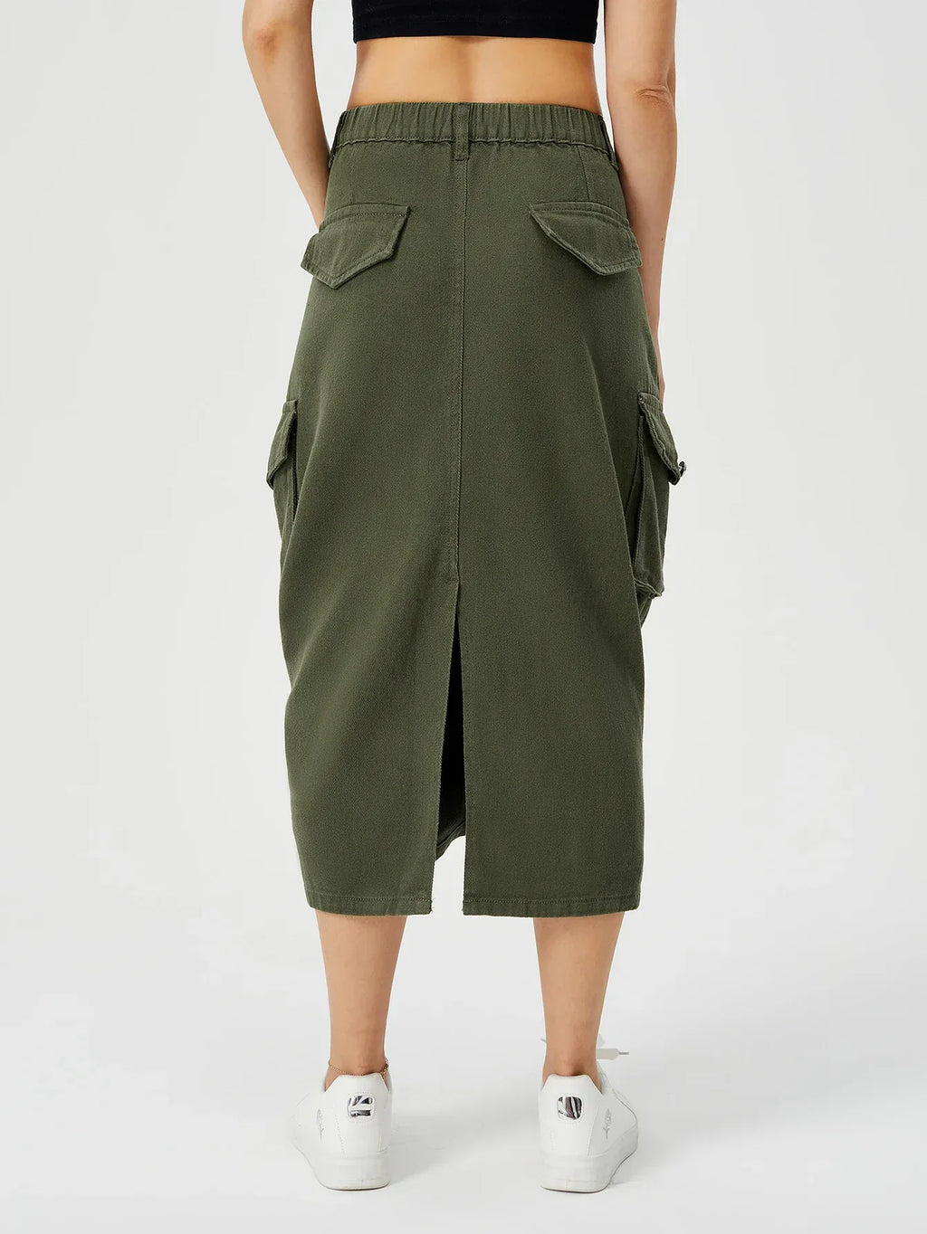 Women's Cargo Long Skirt Casual Streetwear Loose High Waist Front Split Maxi Skirt With Pocket Women's Cargo Long Skirts High Waisted Pencil Skirt Midi Length Jean Skirt With Cargo Pockets - DanaFashionstore