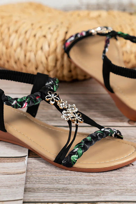 Women's Open Toe Sandals Made Of Color Block Fabric - DanaFashionstore