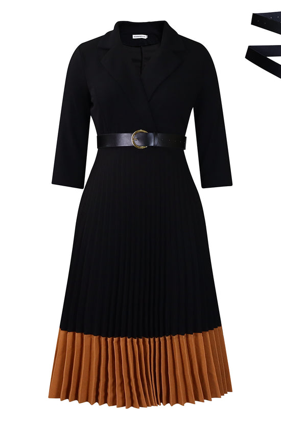 Suit Collar Fashion Elegant Pleated African Dress