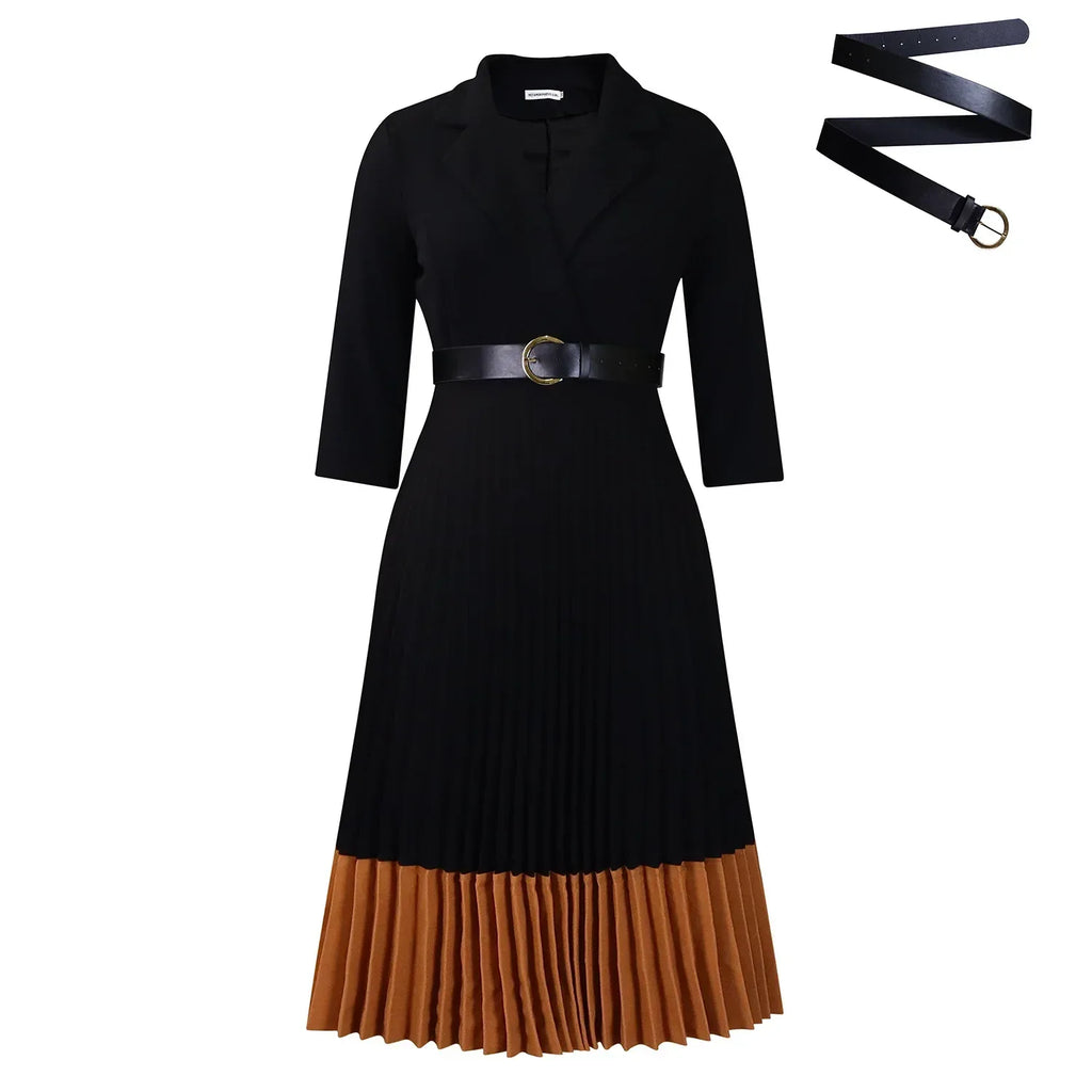 Suit Collar Fashion Elegant Pleated African Dress - DanaFashionstore