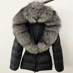 Short Slim Fit Fur Down Jacket 2026 - Women's Waist-Tight Winter Coat - DanaFashionstore