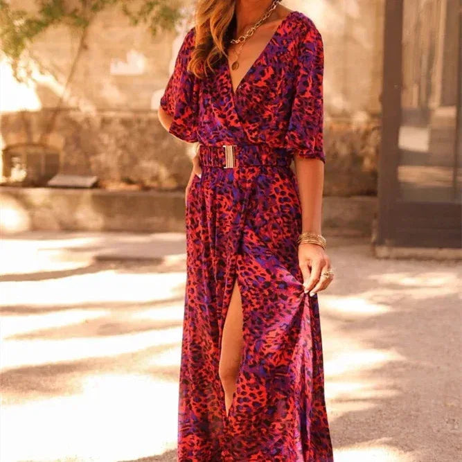 Graceful Printed Cinched Dress Women 2026 - Slimming Mid-Length Dress - DanaFashionstore