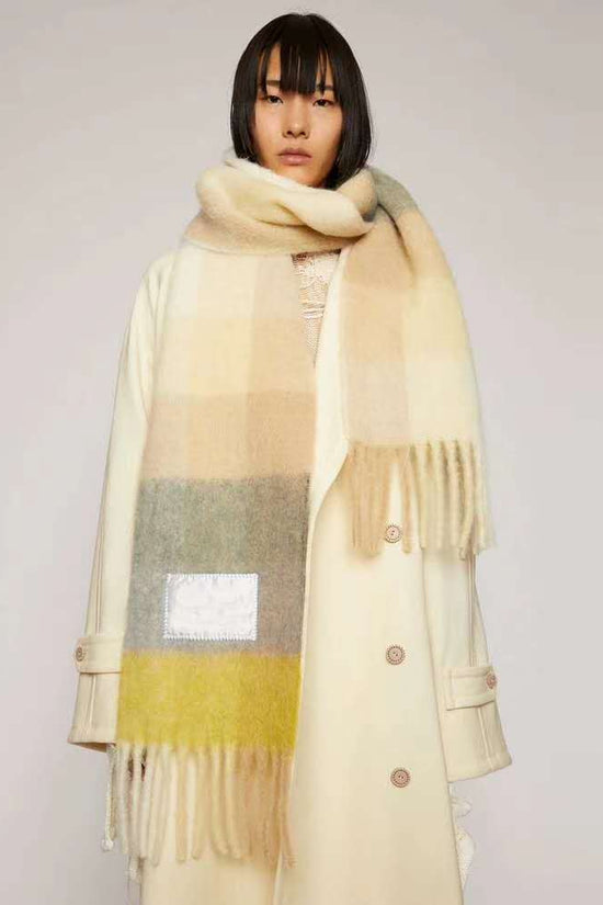 Plaid Mohair Scarf Colored Ladies