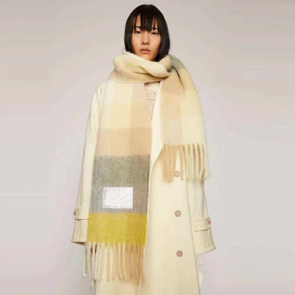 Plaid Mohair Scarf Colored Ladies - DanaFashionstore
