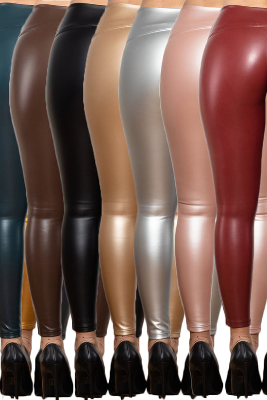 Shascullfites Melody Women's Winter Tights Women's Push Up Leggings Pu Leather Leggings No Front Seam Elastic Slim Tight Sexy - Dana Fashion