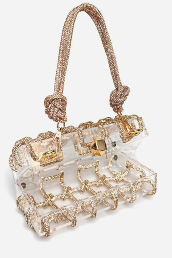 French Sweet Shiny Rhinestone Banquet Small Square Bag - DanaFashionstore