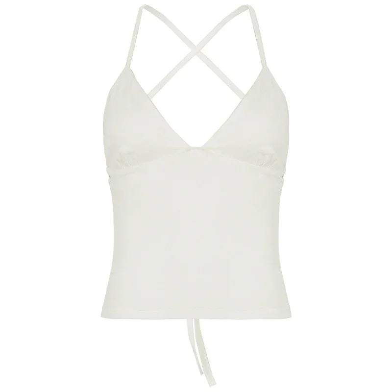 Solid Color And V-neck Hollow Out Strap Short Exercise Skirt Suit - DanaFashionstore