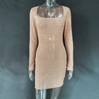 Sequin Square Collar Dress 2026 - Colorful Tight Party Dress - DanaFashionstore