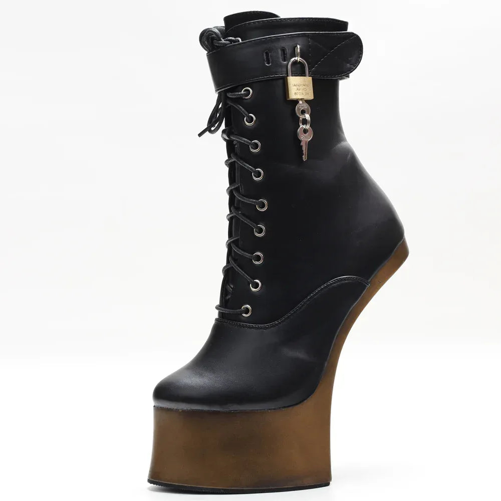 18cm Super High Heel Donkey Hoof Fancy Ankle Boots - DanaFashionstore