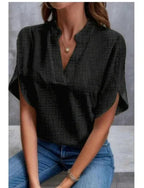 Summer Short-sleeved Chiffon Shirt New V-neck Shirt Women's Casual Versatile Clothing - DanaFashionstore