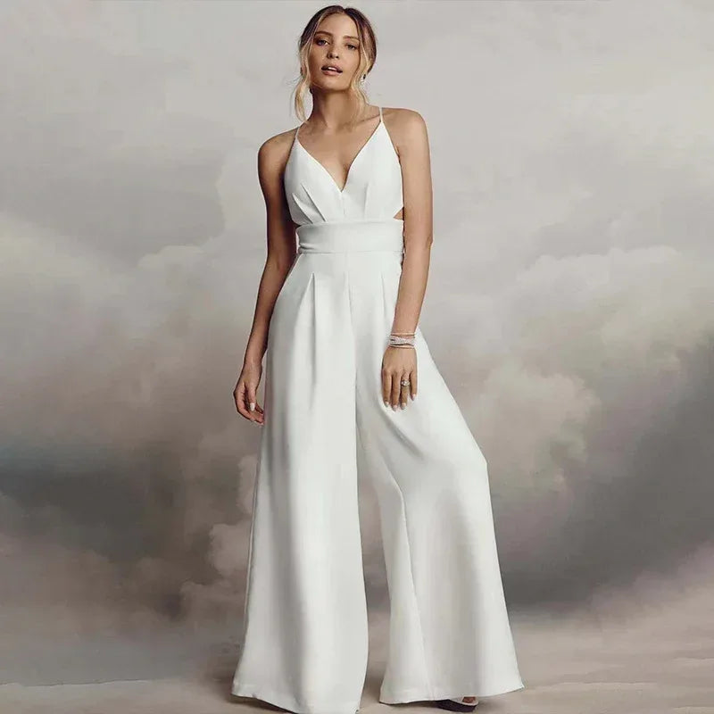 Sleeveless V-Neck Backless Jumpsuit 2026 - Skinny Sheath Jumpsuit - DanaFashionstore