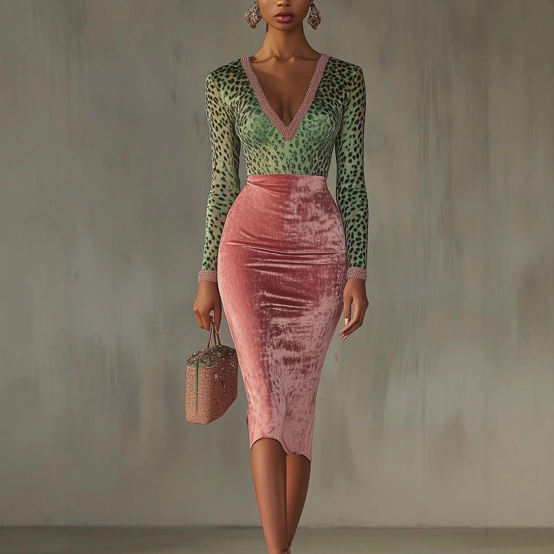 Shiny, Stretchy Velvet Bodycon High-waist Mermaid Skirt - DanaFashionstore