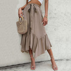Women's Mid-length Lace-up Irregular Stitching Ruffle Skirt - DanaFashionstore