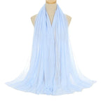 Pleated Viscose Yarn Monochrome Scarf Natural Wrinkled Cotton And Linen Burrs - DanaFashionstore