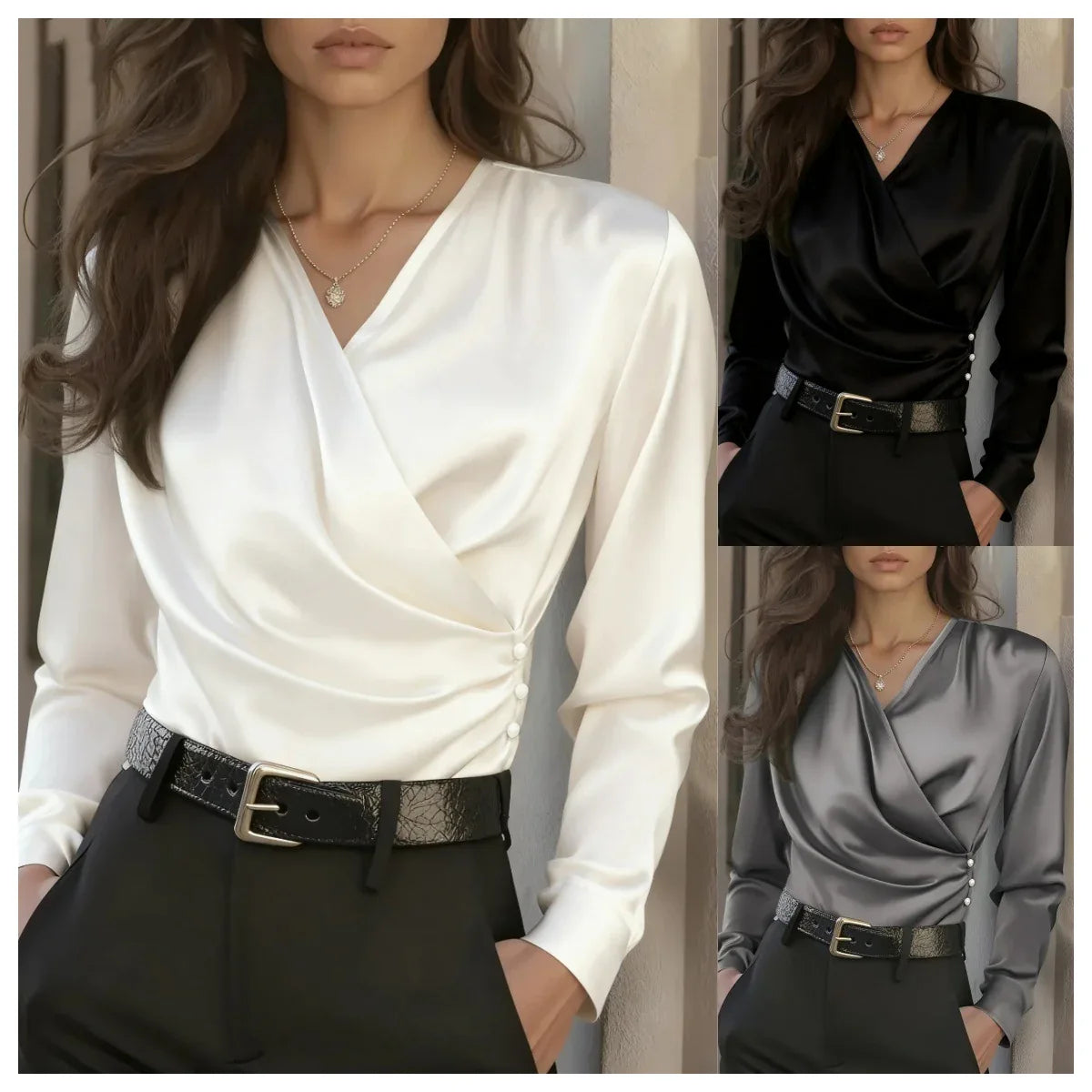 French Light Luxury V-neck Slim Fit Ins Style Versatile Shirt - DanaFashionstore